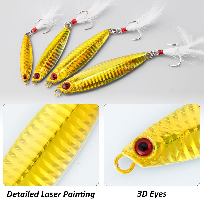 Dr.Fish 5 Pack Metal Jigging Spoon Saltwater Fishing Jigs Spoons Lures Casting Vertical Diamond Jig Lures Freshwater Bass Striper Mackerel Halibut 3/8oz - Image 3